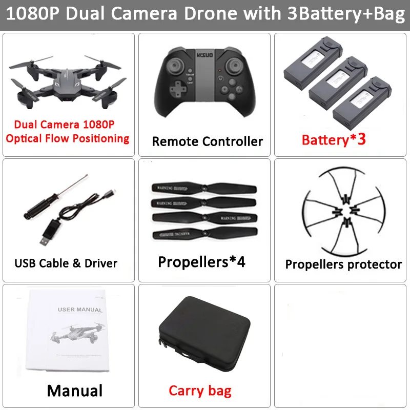 Set6 1080P 3BAT CB Visuo XS816 RC Drone 4K 1080P Двойная камера WIFI FPV Дроны Съемка жестов Профессиональный селфи Drone VS XS809HW XS809S E58 SG106 - Цвет: Set6 1080P 3BAT CB