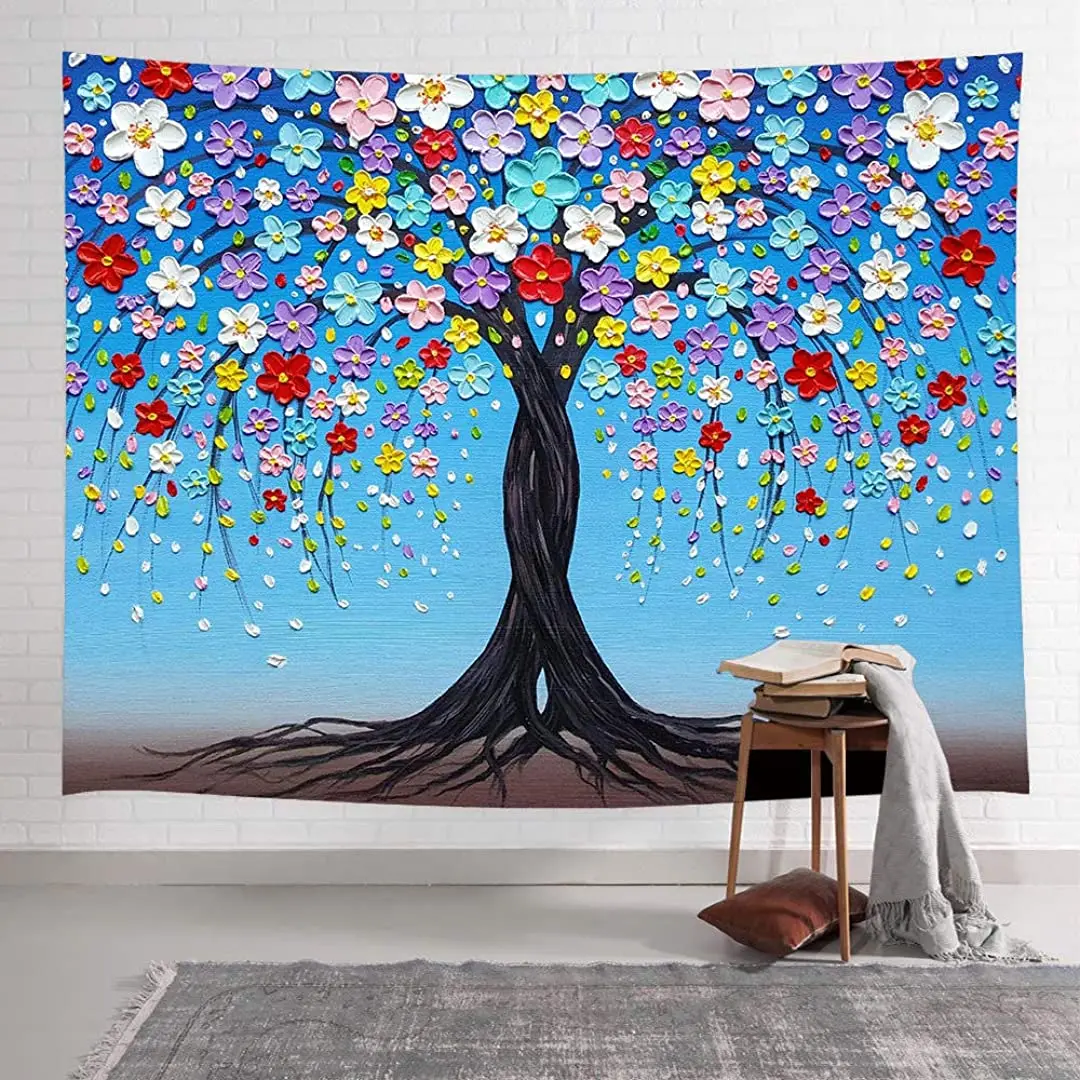 

Гобелен, декор для спальни, Подростковая девушка, красочные цветы, искусственная ферма, ветряная мельница, настенные подвесные гобелены для...