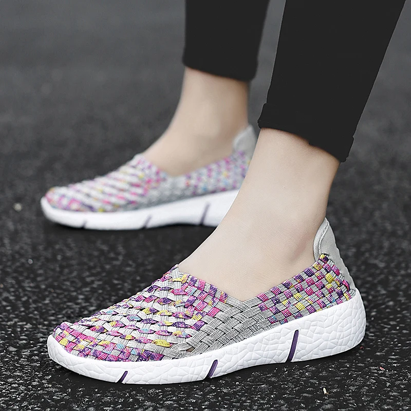 

Women Flats Shoes Summer Sneakers Breathable Female Woven Walking Shoes Soft Ladies Loafers Handmade Casual Flats Zapatos Mujer