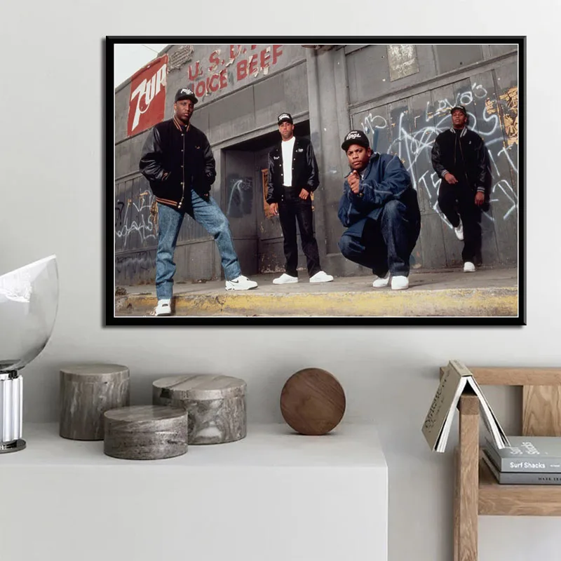 N. W. A хип-хоп для музыкальных выступлений, для чтения рэпа звезда ледяной куб Dr. Dre Eazy-E Старая школа искусства живопись Шелковый Холст плакат настенный домашний декор