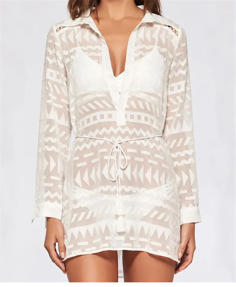 

Swim Cover up Beach Tunic Swimsuit Tunic for Beach 2019 Bathing suit Cover ups Lace Bikini Cover up Saida de Praia Beach wear