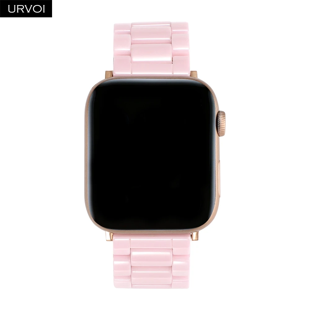 Браслет URVOI link для apple watch 5, 4, 3, полностью керамический ремешок для iWatch 40 мм, 44 мм, блестящая пряжка на запястье, современный дизайн