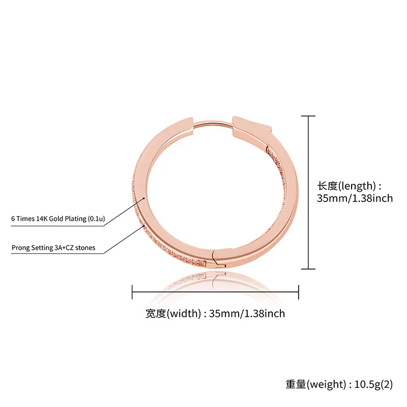 

1 Hip Hop 1 Pair Charm Claw Setting AAA+ CZ Stone Bling Ice Out Big Circle Hoop Earrings for Women Charm Jewelry for Women Gift