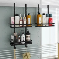 bathroom stainless steel storage rack 2 layer shower gel frame wall hanging basket no hole door storage shelf
