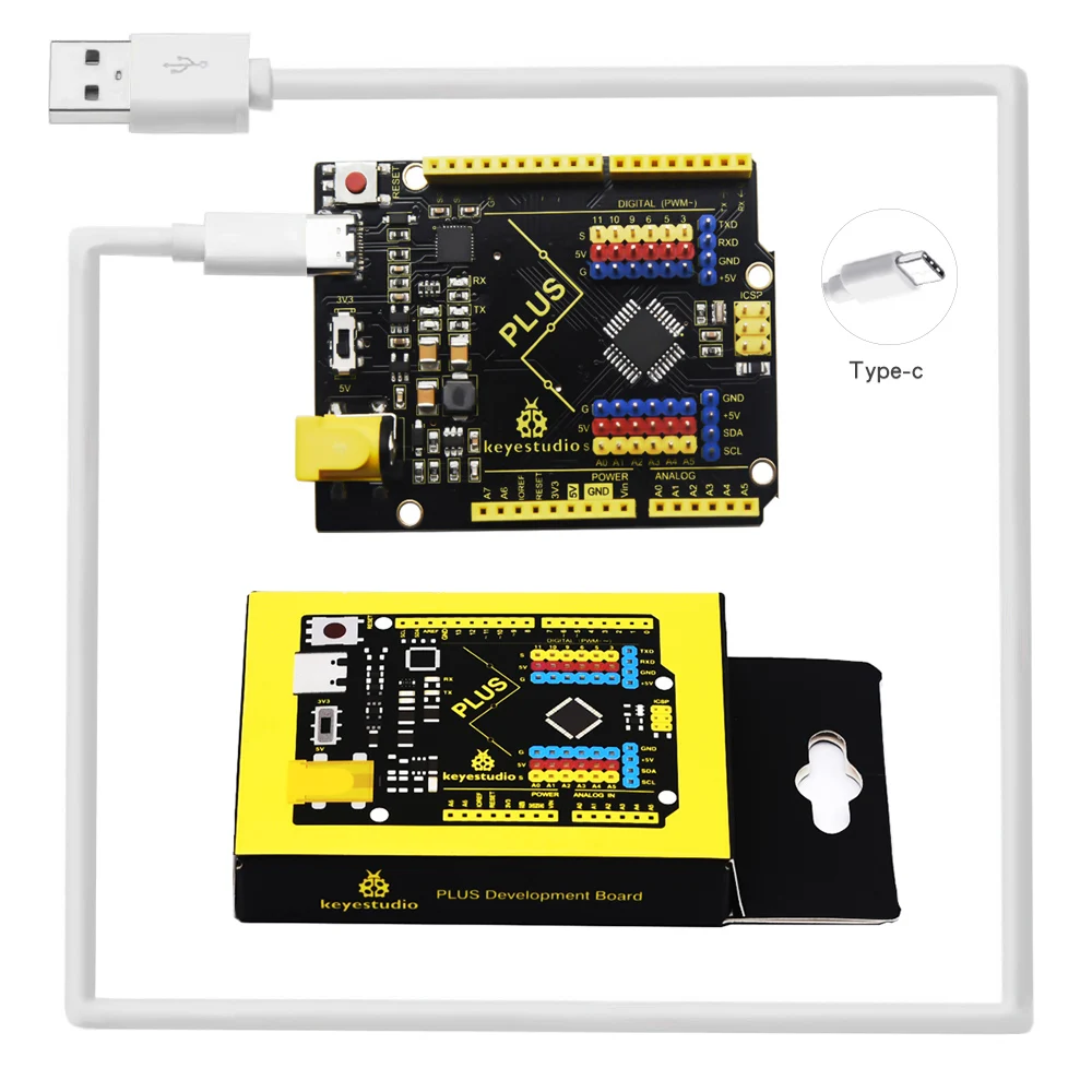 2020 Новинка! Макетная плата Keyestudio PLUS с интерфейсом Type C + USB кабелем совместимым Arduino