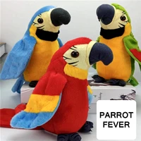 cute plush toys electric talking parrot speaking record repeats waving wings electronic bird stuffed plush educational toys gift