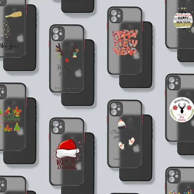 

Merry Christmas cartoon elk Phone Case matte transparent For iphone 7 8 11 12 plus mini x xs xr pro max cover