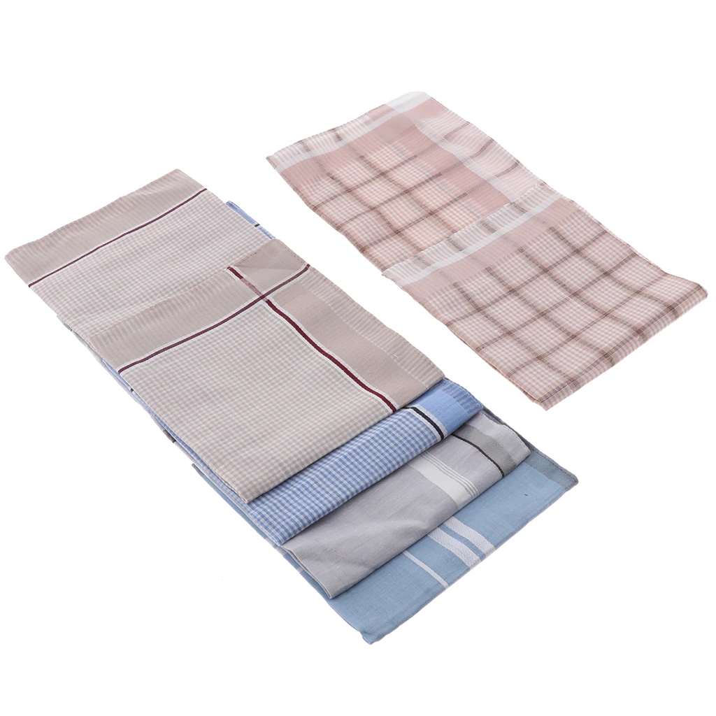 

5 / Pack Men's Checkered Cotton Handkerchief Soft Square Hankies