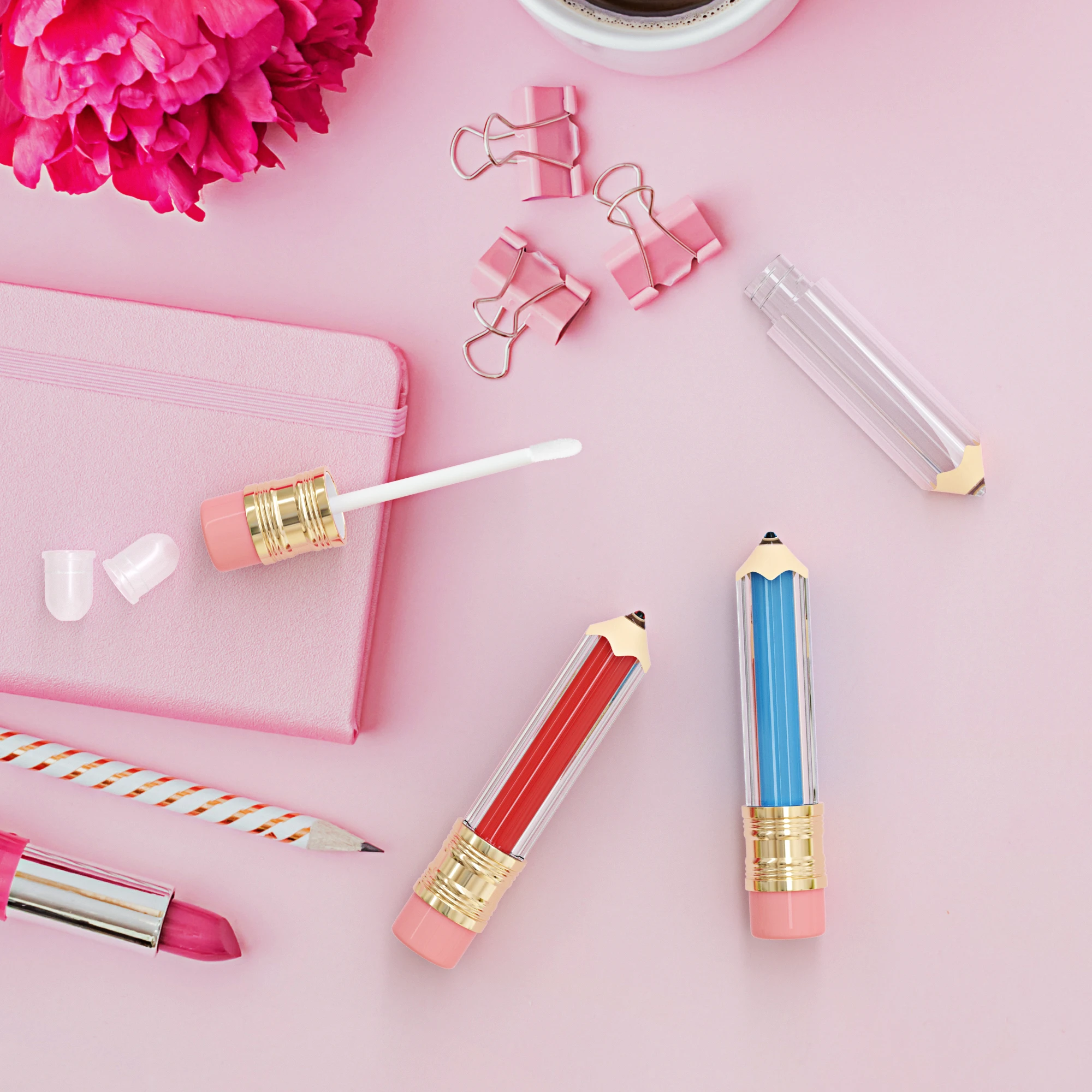 5 штук 5 мл пустой тюбик для губ, прозрачные тюбики для бальзама в виде карандаша, перезаправляемые бутылки для помады упаковка для блеска для губ.