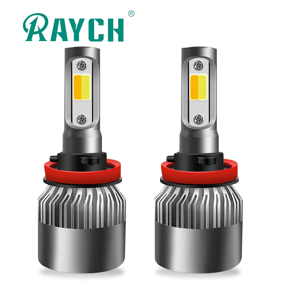 Комплект светодиодных автомобильных фар RAYCH S2 3 цвета янтарный белый синий свет HB3