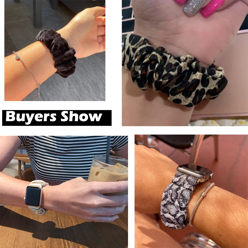 Scrunchies Elastic Bands for Fitbit Versa Women Soft Woven Leisure Strap Replacement Elastic Fabric Band for Versa 2/Versa Lite