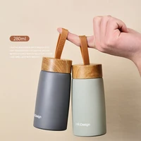 portable wood grain insulation bottle 304 stainless steel vacuum flask water cup for kids cute mini thermos belly water bottle