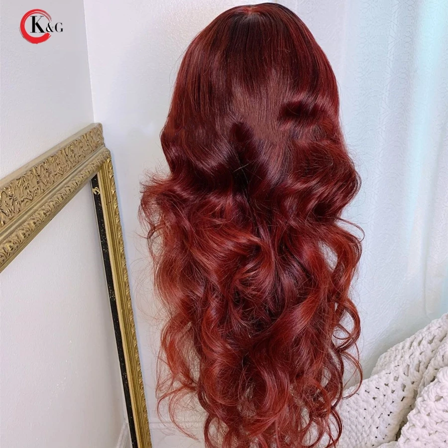 KungGang 13*4 8 &quot-22&quot 1B/99j кружевные передние человеческие волосы волна парики с