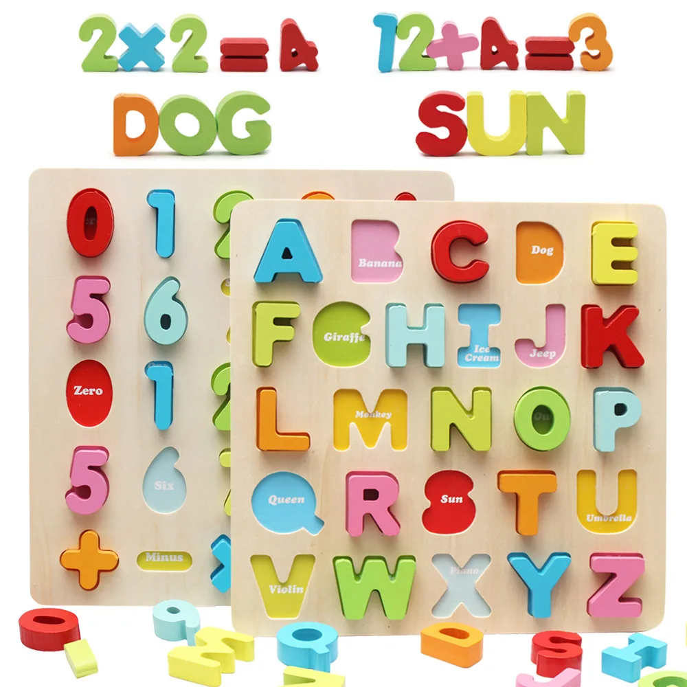 АБС головоломка цифровые деревянные игрушки ранняя модель буква алфавита цифры