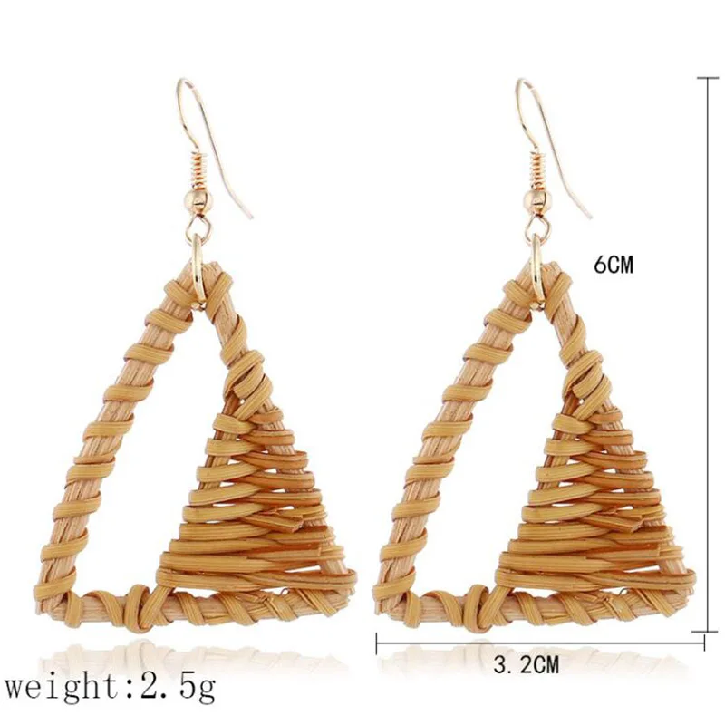 Корейские висячие серьги ручной работы с подвеской из бамбука и деревянной