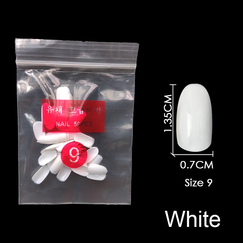 White-Size-9 Купите некоторые размеры s коротких круглых накладных гвоздей полный размер ногтей 0 1 2 3 4 5 6 7 8 доступны 3 цвета накладные ногти для ногтей DIY - Цвет: White-Size-9