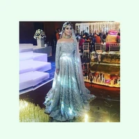 womens long lace wedding party dresses off the shoulder full sleeves bridal gown sequined sweep train ladies robe with shawl