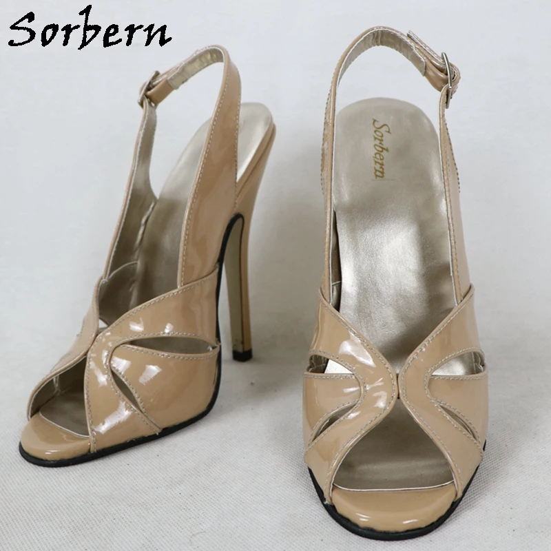 

Sorbern 14Cm 16Cm Fresh Green Sandal Women High Heel Stilettos Real Leather Open Toe Slingback Shoes Customized Color