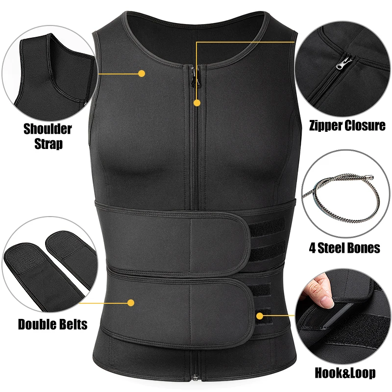 Men Body Shaper Waist Trainer Sauna Suit Sweat Vest Slimming Underwear Fat Burner Workout Tank Tops Weight Loss Shirt Shapewear