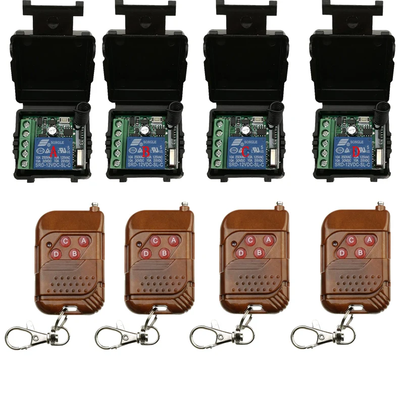 

Wireless Remote Control Light Switch 10A Relay Output Radio DC12V 1CH 1 Channel Receiver Module + 50-500M Transmitter