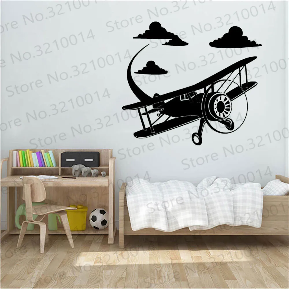 

Propeller Fighter Sticker Vehicle Decal Aircraft Posters Vinyl Wall Decals Aeroplane Parede Decor Mural Airplane Sticker PW596