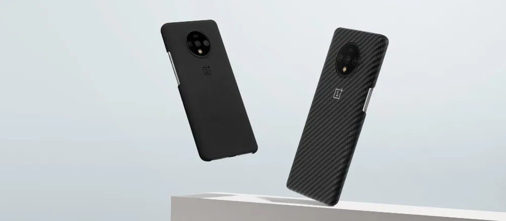 OnePlus 7T Официальный бампер чехол материал арамидное волокно PC полукруглая задняя крышка оболочка песчаник карбон для OnePlus 7T