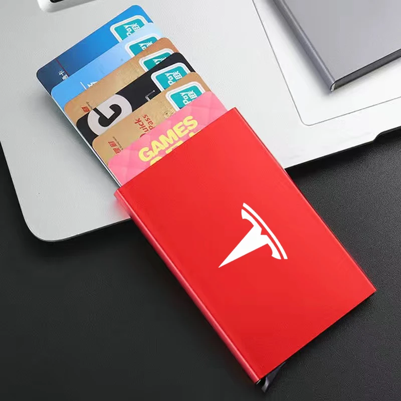 

Умный держатель с RFID-защитой от кражи, тонкий идентификационный элемент, автоматическая прочная банковская кредитная карта для Tesla Model 3, мод...