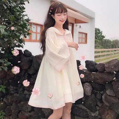 

Summer women's clothing 2020 new Japanese skirt long long small fresh navy style small dress cute and loose