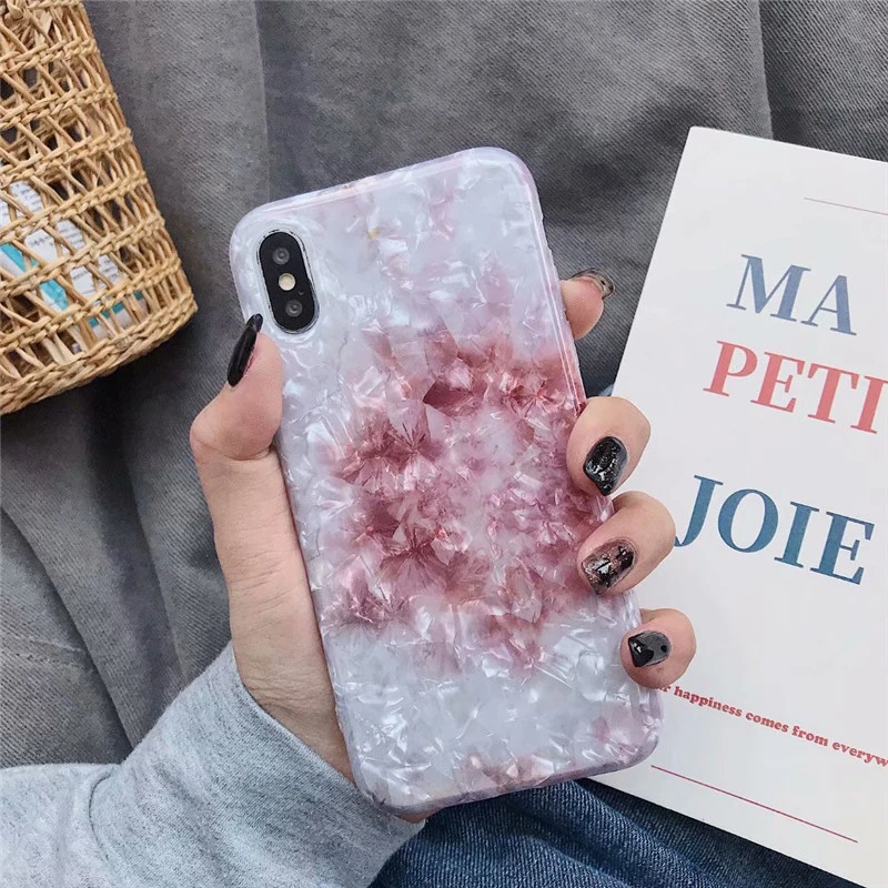 Блестящий Мраморный чехол для iphone 11 с цветочным узором глянцевый силиконовый