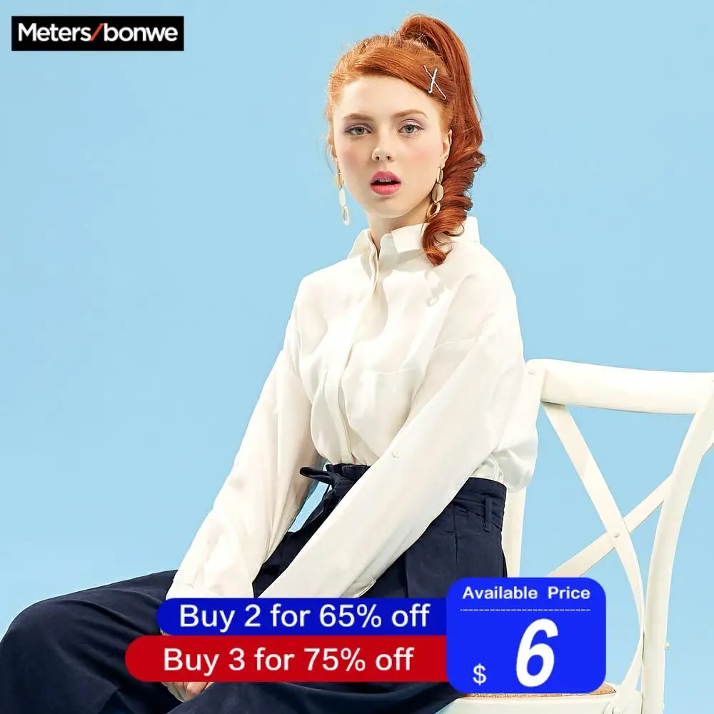 Metersbonwe женские блузки 2019 модная рубашка с длинным рукавом и отложным воротником