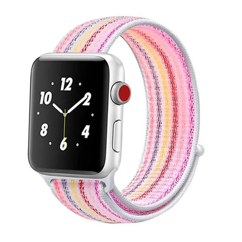 strip pink 28 Нейлоновый ремешок для Apple Watch band 42 мм 38 мм iWatch 4 band 44 мм 40 мм Браслет спортивная петля ремешок для часов correa ремень дышащий - Цвет ремешка: strip pink 28