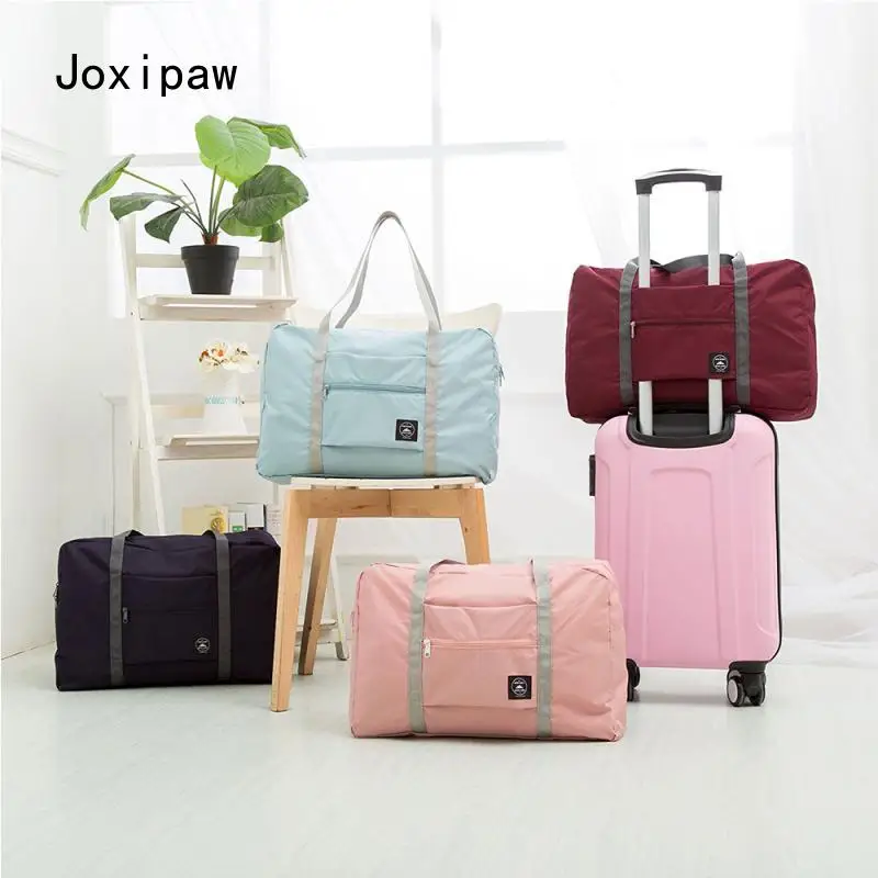 

2021 New Folding Travel Bag Nylon Women Travel Bags Large Capacity Hand Luggage Tote Duffel Set Overnight for Lady & Men