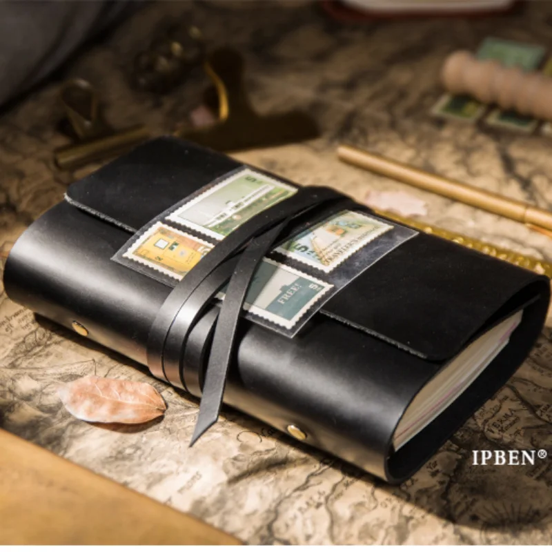 Traveler's Notebook Travel Journal Diary Handmade Multifunctional Vintage Leather Journal Diary school notebook A6 A7 A5 - Цвет: black