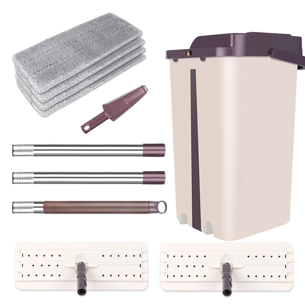 Дом уборки пола Швабра свободной рукой отжимная микрофибры шваброй ведро с трём