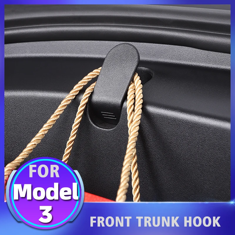 

2 Pcs For Tesla Model 3 2021 Trunk Hook Cargo Front Trunk Bag Hook Holder Hanger ABS Car Trunk Hook Automotive Goods Accessories