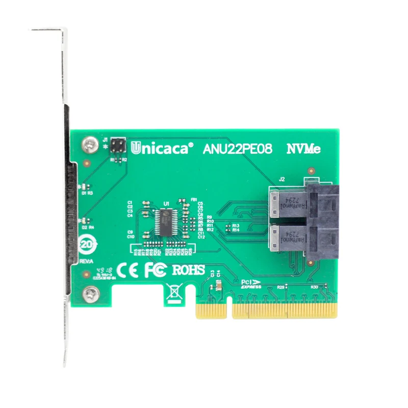 ANU22PE08 PCIe к U.2 Riser, Dualport SFF8643 к SFF8639 адаптер с 1 кабелем, не с SSD