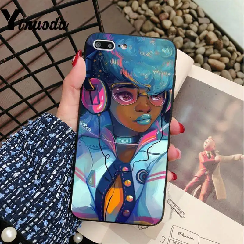 

Yinuoda Black Girl Cartoon Phone Case cover For iPhone 6 6S Plus 5 5S SE coque for iPhone XR 11 Pro Promax