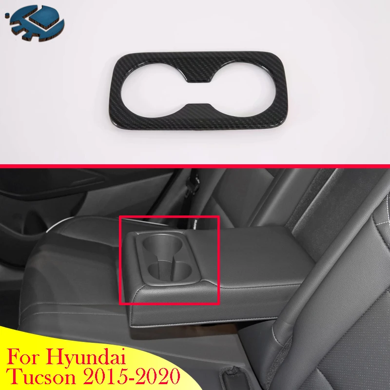 

Автомобильные аксессуары для Hyundai Tucson 2015-2020, держатель стакана для напитков в стиле углеродного волокна, отделка крышки, ободок, объемная ра...