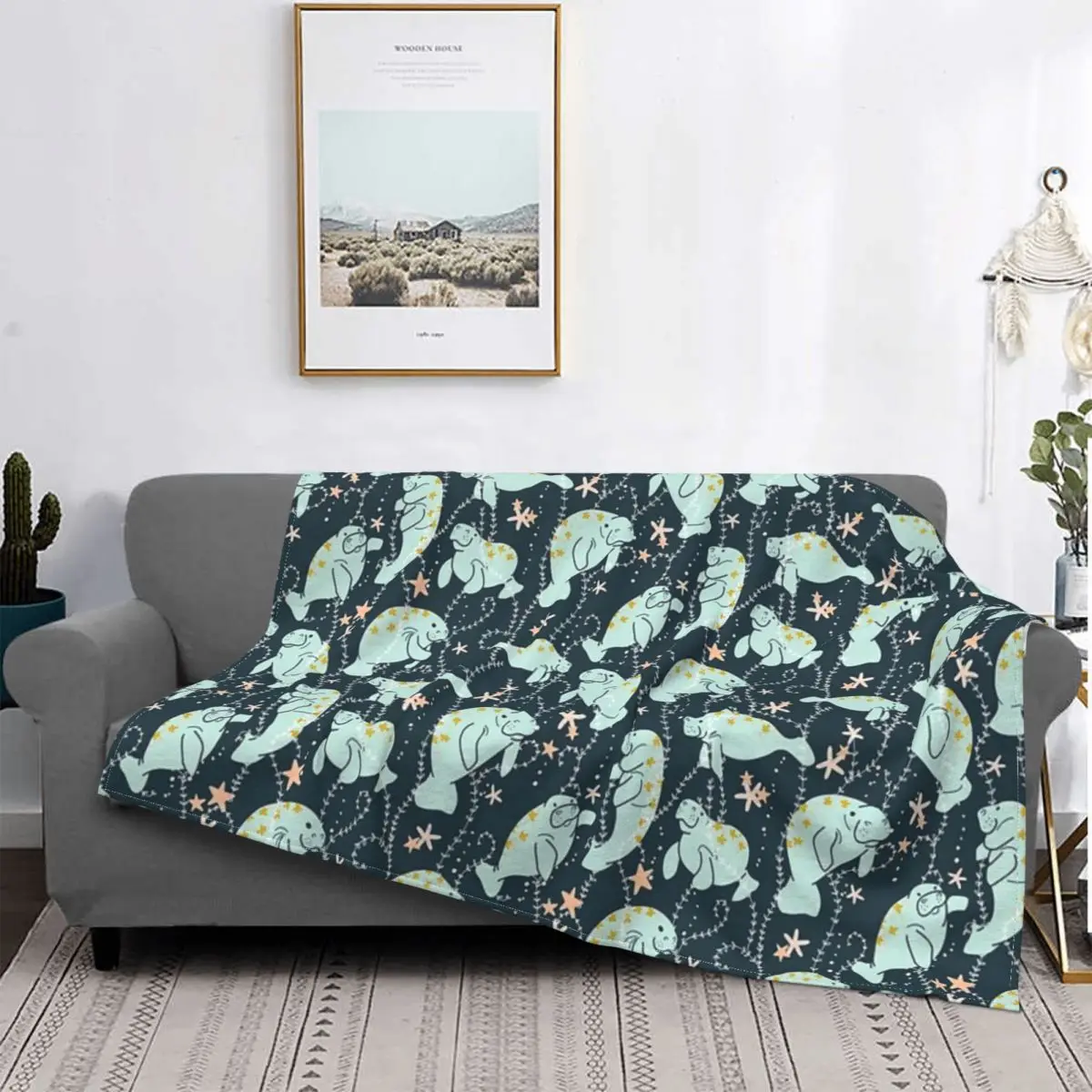 

Oh The Hue-Manatee Teal Blanket Bedspread Bed Plaid Sofa Beach Towel Picnic Blanket Receiving Blankets
