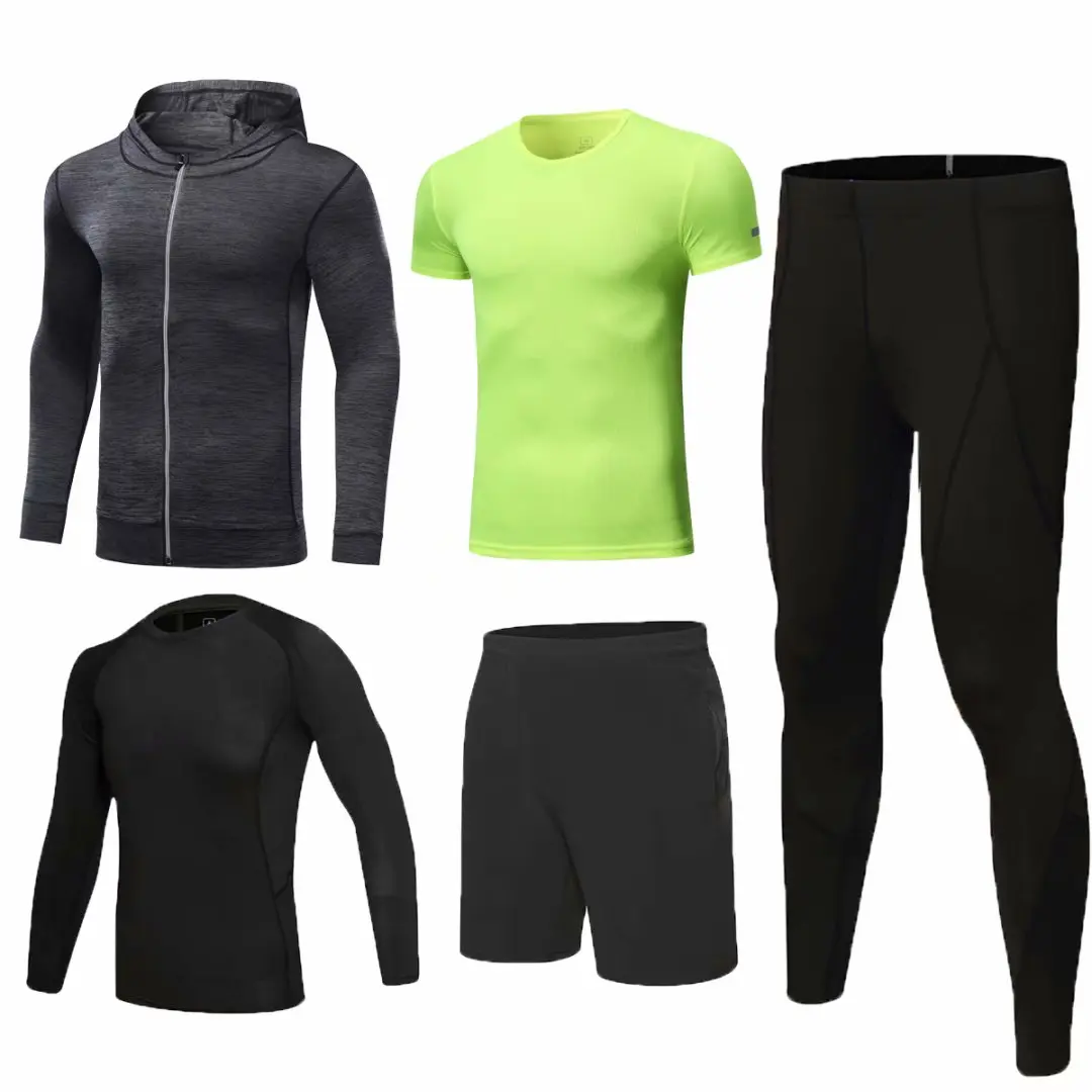 

New lightning Thermal underwear For Men Winter Clothes Compression underwear heat long johns Fitness tight 5 piece Jogging suit