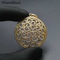 high quality mico paved cz big size round shape metal necklace pendant diy jewelry making supply