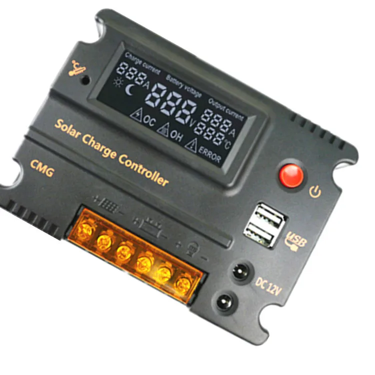 

CMG12V24V10A Солнечный контроллер с двойным портом постоянного тока ЖК-подсветкой солнечное зарядное устройство