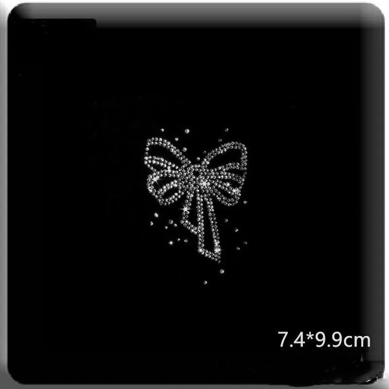 

2pc Little knot bow iron on stickers patches hot fix rhinestone transfer motifs iron on rhinestone transfer sticker for shirt