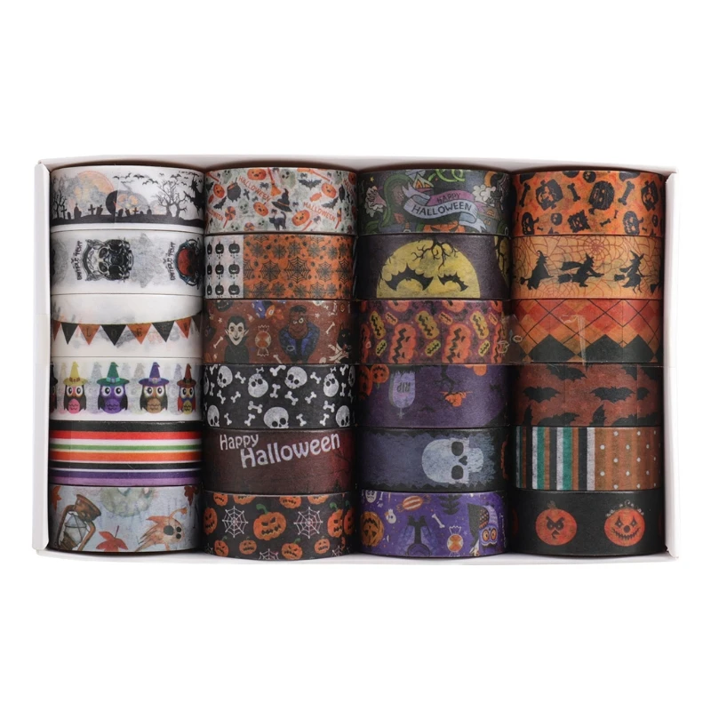 24 рулона ленты Washi для Хэллоуина рисунок тыквы летучей мыши черепа взрослых и
