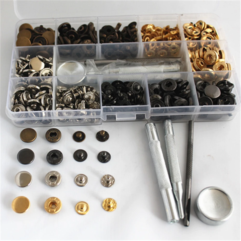 Набор защелок 4 цветов двойные кнопки для кожаного пальто пуховиков сумок ремней