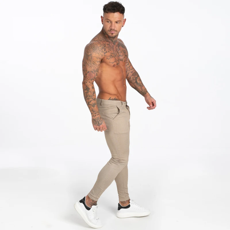 GINGTTO 2019AW Для мужчин s Чино Slim Fit хаки Брюки Чинос Для мужчин эластичные штаны Повседневное ботильоны плотное прилегание уличный стиль zm376