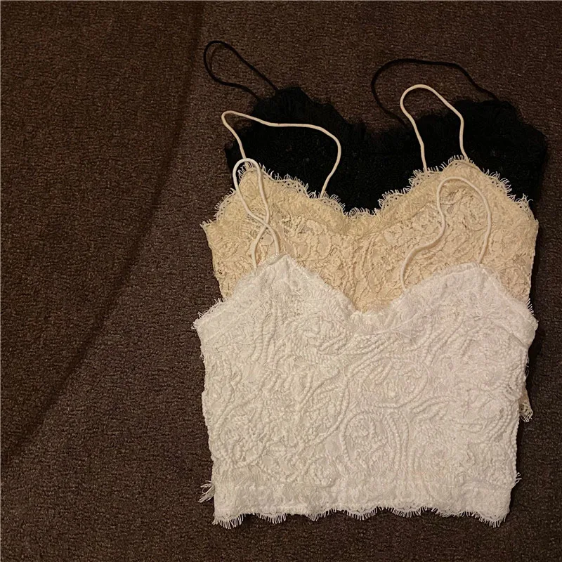 

Camis For Women Camisole New Sexy Female Crop Tops Lace Backless Tank Tops Woman Cute Vest Elegant French Chic Clothes