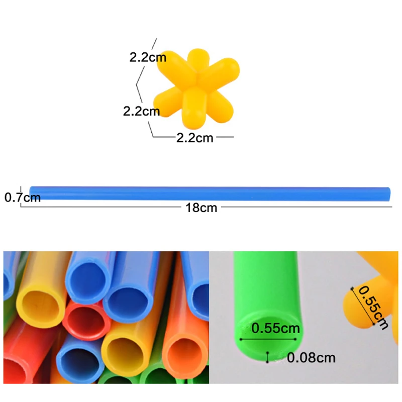 

4D Straw Soft Building Blocks DIY Plastic Assembled Blocks Toy Straw Inserted Construction Toy Colorful Educational Kids Gift