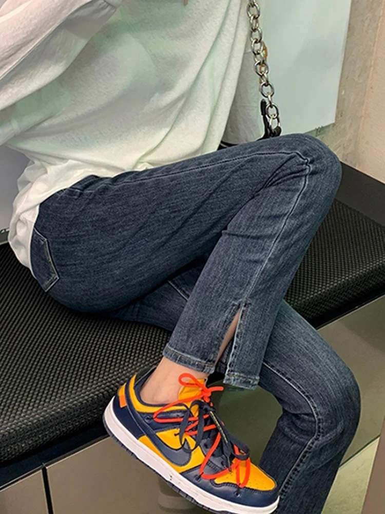 

Прямые джинсы большого размера, укороченные джинсы с высокой талией, 2021, брюки с высокой талией, Rac