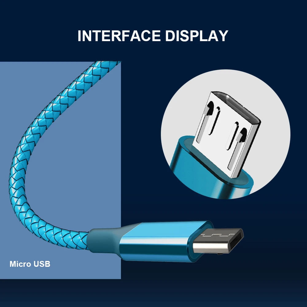 Кабель Micro USB Venroii для быстрой зарядки 2 4 а нейлоновый шнур провод мобильного